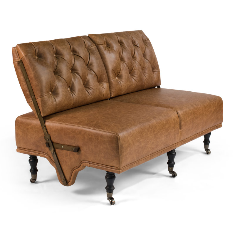 Sarreid Ltd Montgomery Leather 50 Inches Armless Loveseat Perigold